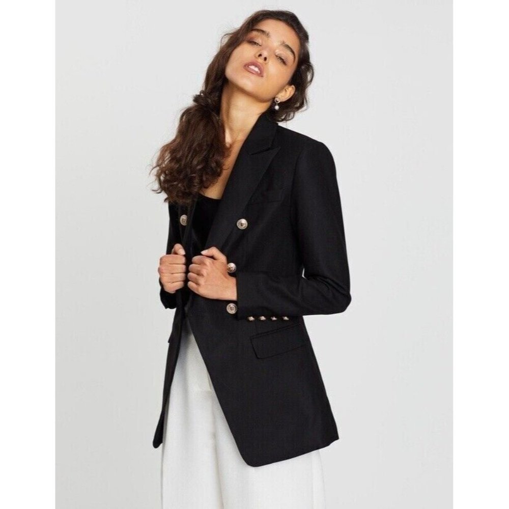 Mossman The Signature Blazer Jacket Black Military Classic Double Breast Size 10 - Picture 5 of 11